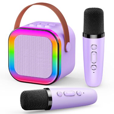 Караоке-мікрофон для дітей Dislocati 3-12 років з Bluetooth та LED-підсвіткою, фіолетовий. Портативна музична іграшка для вечірок