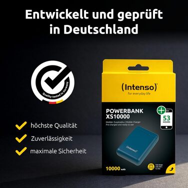 Повербанк Intenso Powerbank XS10000, 10000 мАг, швидка зарядка, USB-C, USB-A, microUSB для смартфона, планшета та камери, Petrol