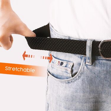 Багатокольоровий тканинний еластичний ремінь для жінок та чоловіків, плетений гольф-ремень, для джинсів, спортивних штанів, темно-зелений для розміру талії 38'-42'