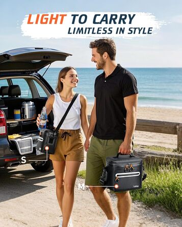 Lekesky 12/20L Ізольована Холодильна Сумка – Переносна Сумка для Пікніків, Походів, Пляжу, Барбекю, Чорна 12/20L