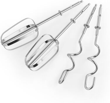 Міксер ручний Salter Aspen, електричний з гаками для замішування та збивання, 5 швидкостей, Turbo-режим, підставка, функція викидання, 300W, сріблястий, EU-штекер