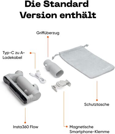 Insta360 Flow - Gimbal для смартфона з автотрекінгом, 3-осьова стабілізація, вбудований селфі-стік та штатив, білий