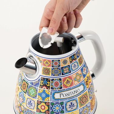 Ariete Vintage Electric Kettle 2869 - 1.7L Stainless Steel Retro Kettle with Water Level Window, Cordless 360° Base, Auto Shut-Off, Tea Infuser, 2000W