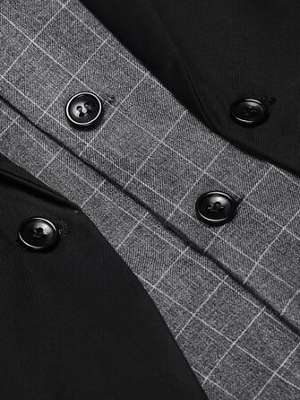 Жилет чоловічий COOFANDY стильний, в клітинку, Slim Fit, чорний - для весілля та ділових зустрічей