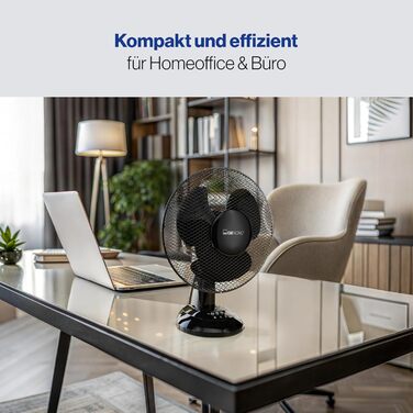 Вентилятор Clatronic® з функцією гойдання | Тихий вентилятор 2 швидкості | Діаметр 23 см | Настільний вентилятор 30W | VL 3601 (Чорний)
