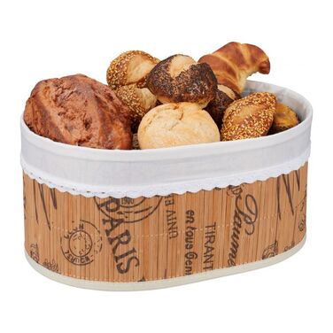 Relaxdays Bamboo Bread Box with Fabric Insert