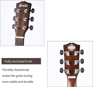 Акустична гітара Soldin 40 дюймів Premium з масивної соснової верхньої деки. Комплект: гітара, підставка, тюнер, ремінь, каподастр, струни, серветка, медіатори (коричневий)