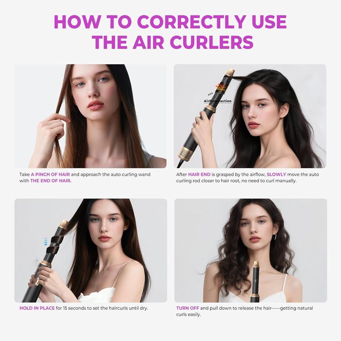 Airstyler 5 в 1: Фен-щітка, локони, випрямлення. Набір для волосся, чорний/золотий