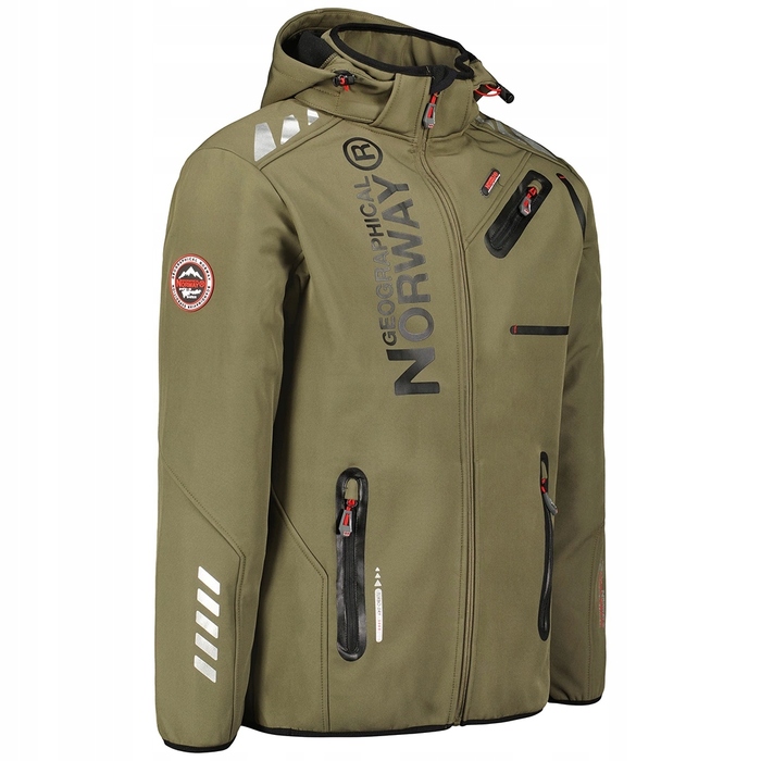 Чоловіча куртка софтшелл Geographical Norway з каптуром, водонепроникна, зелена, розмір L