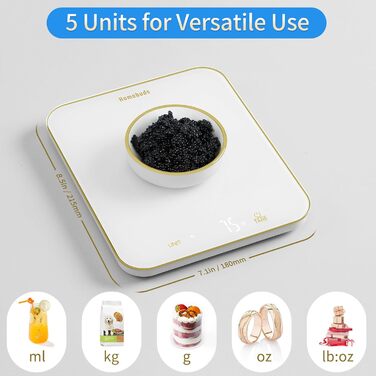 Кухонні ваги Homebuds 15 кг, цифрові, з LED-дисплеєм, точність 1 г/0,1 унції, для випічки та приготування їжі, скло, 3 AAA батарейки в комплекті