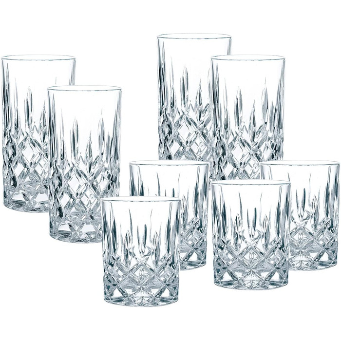 Spiegelau & Nachtmann Nobelesse Set - 4 Whiskey Glasses + 4 Highball Glasses, 40037622, Transparent