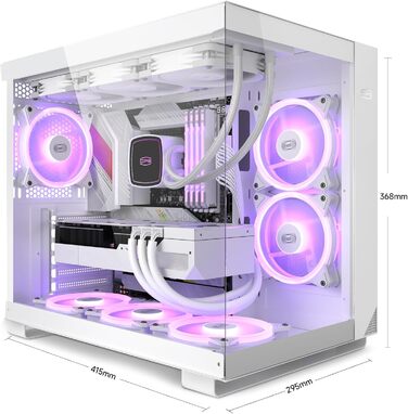 Корпус ПК Tower ATX C3T500 ARGB від PCCOOLER: 6 вентиляторів ARGB, підтримка RTX 40, скляна панель, безрамна конструкція (білий)