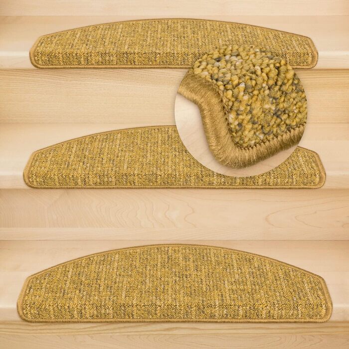 Ступінчасті килимки Kettelservice-Metzker Altona напівкруглі | Одинарні та набори I Килимки на сходи, золотий колір, 26 шт.