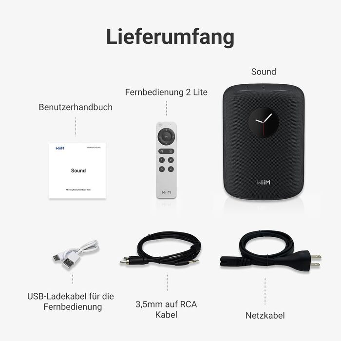WiiM Sound Smart Speaker: Бездротова колонка Hi-Res 24bit/192kHz, Wi-Fi 6E, Bluetooth 5.3, Чорний