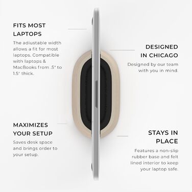 HumanCentric Maple Wood Laptop Stand - Vertical Adjustable Desk Organizer & Docking Station