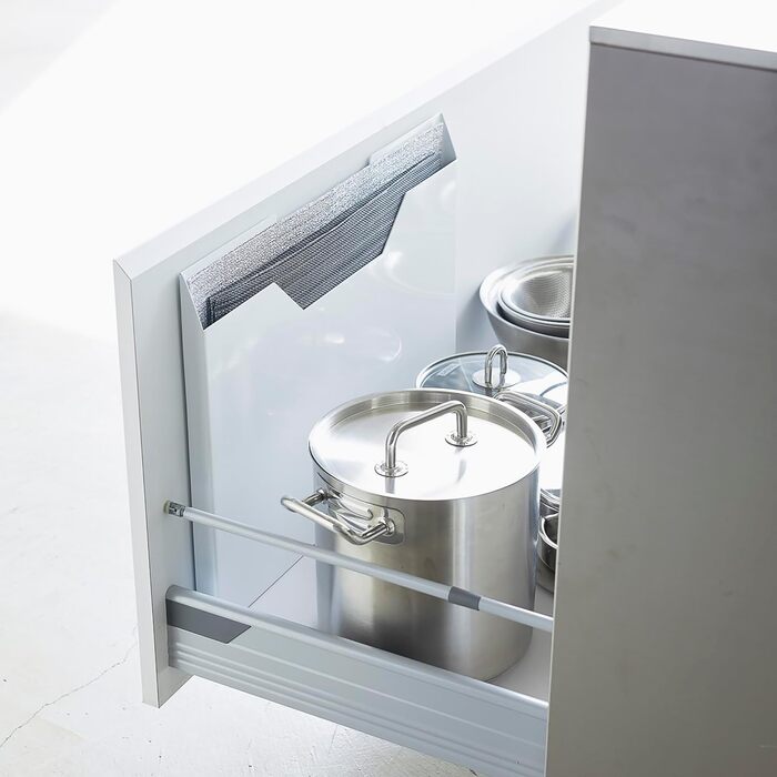 Yamazaki 4886 TOWER Table Mat Storage L, White, Steel, Minimalist Design, 50.5 x 2.5 x 36.5 cm (LxBxH)