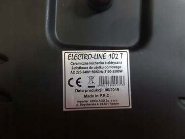 Портативна електроплитка Electro-Line 102 T