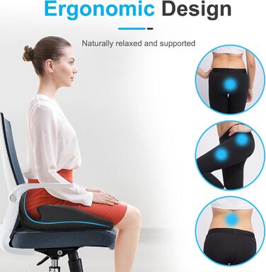 Ergonomic Seat Cushion for Office Chair - Orthopedic Pressure Relief Cushion with Memory Foam - Wheelchair Seat Cushion