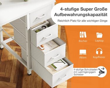 Компактний письмовий стіл Coleshome з 4 шухлядами, 100x40 см, з полицями, для офісу, робочого кабінету, спальні, білий