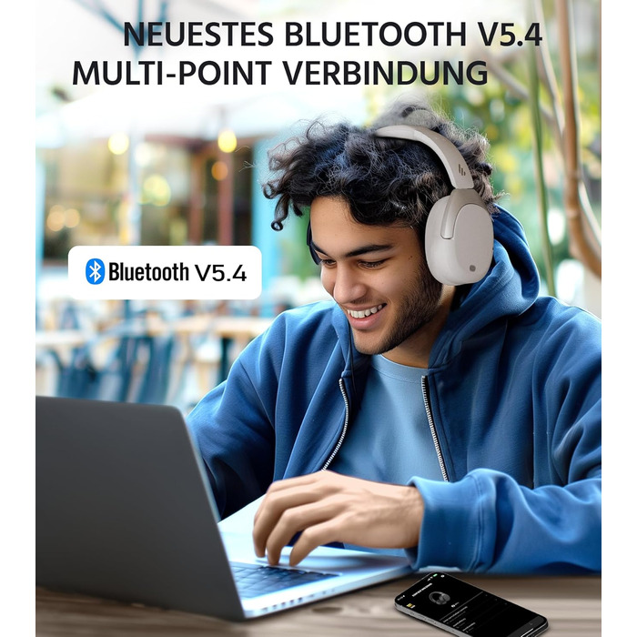 Edifier W830NB Бездротові навушники Over-Ear з ANC -45dB, 94год. акумулятор, LDAC Hi-Res звук, Spatial Audio, швидка зарядка, Bluetooth V5.4 (пісочний)