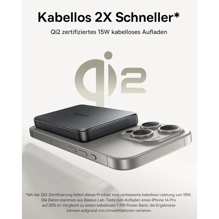 Power Bank Baseus 10000mAh: Бездротова зарядка 15W, MagSafe, PD 22.5W, USB-C, Білий/Чорний