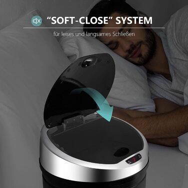 Сміттєвий бак Ribelli з датчиком, 60 літрів, чорний - автоматичне відкривання/закривання, з LED-індикатором