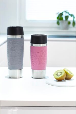 Термокружка Emsa Travel Mug Classic, 360 мл, рожевий колір, з термоізоляцією, Quick-Press, 360° відкриття, для напоїв на виніс
