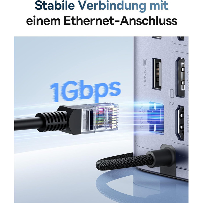 Базаус Док-станція USB-C 12-в-1, сумісна з Dell/HP/Lenovo/Asus/Acer/Mac, 2 монітори 4K HDMI, 10Gbps USB-C/A, 100W PD, Gigabit Ethernet