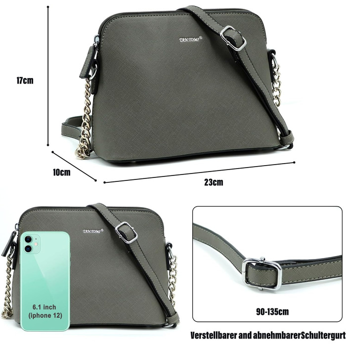 Сумка жіноча TANTOMI через плече: елегантна клатч на ланцюжку сірого кольору для вечірки