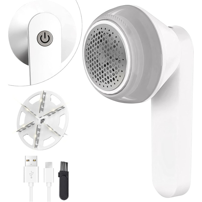 Електричний видальник ворсу Fusselrasierer: тестовий лідер з 6-лопатною голкою, USB, перезаряджається. Для одягу, меблів (зелений)