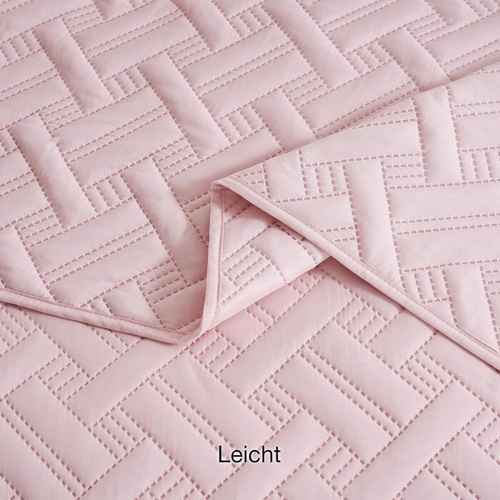 Beeweed Bedspread Throw 220x240cm Pink, Bedspreads made of Microfiber, Quilted Throw Bedspread Cover Lightweight, Stepped Quilt sewn by Ultrasound with 2 Pillowcases, Basket Pattern Pink 220 x 240 cm