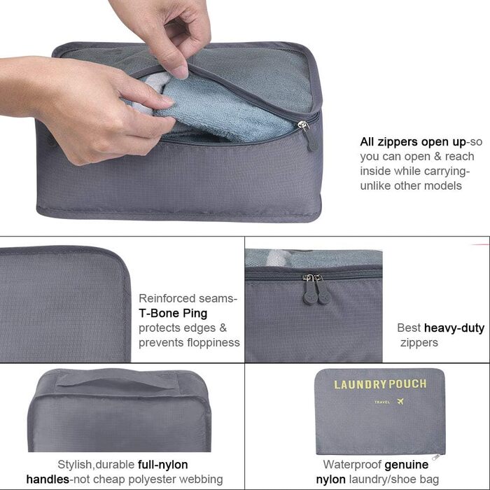 Органайзер для валізи Vicloon, набір 8/6 шт. - Packtaschen, аксесуари для подорожей, сумки-органайзери, косметички (сірий)