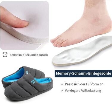 Чоловічі халапи RockDove Zeltplatz з піною та пухом, 42/43 EU, темно-сірий та синій