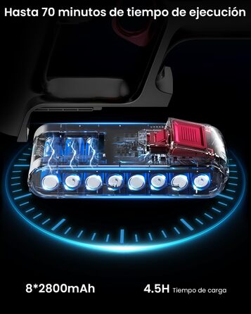 Бездротовий пилосос Anyson 45000Pa/550W з LED-дисплеєм, акумуляторний, 70in, 1.6L, для твердих поверхонь, килимів, видалення шерсті тварин