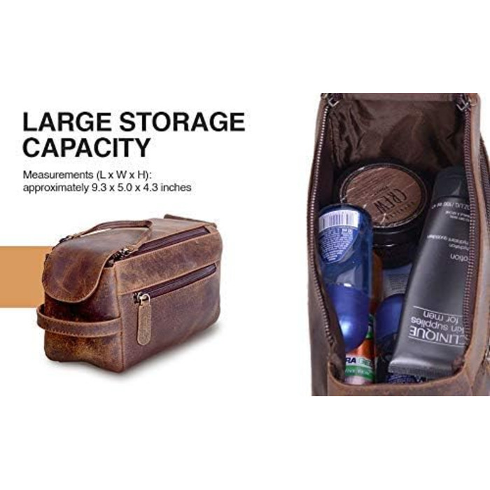 KomalC Travel Culture Bag made of high-quality buffalo leather for women and men