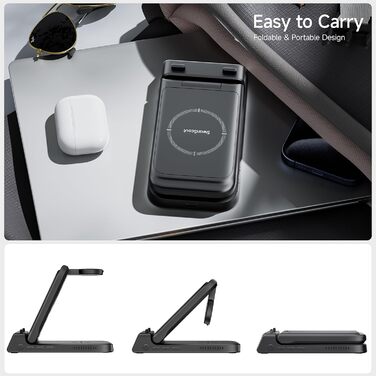 Бездротова зарядка 3-в-1 SwanScout 703A для iPhone 12/13/14/15/16/17, Apple Watch 7/8/9/10/11/Ultra, AirPods Pro 3 – Чорна