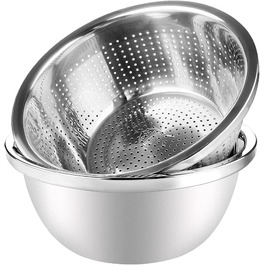 Набір сит Linkidea з нержавіючої сталі 2 шт. з мисками (26 см) для овочів, фруктів, пасти, салатів, миття