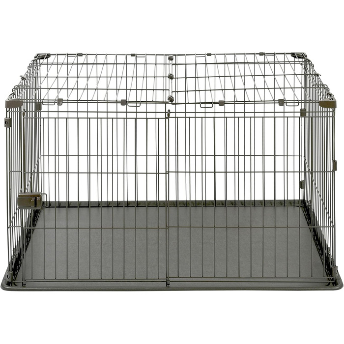 Клітка-вольєр для собак, котів та кроликів Iris Ohyama, 1.7 м², 8 панелей, WPC-24, чорний, з колесами