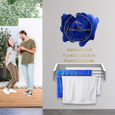 Настінна сушилка для білизни Homellence - розтяжна, 3,50 м, біла