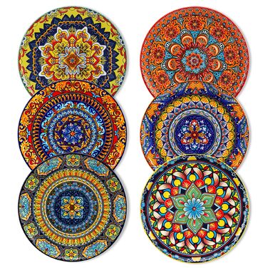 Набір посуду з порцеляни Vancasso 18-Piece для 6 осіб (6 великих тарілок, 6 десертних тарілок, 6 салатників), Boho серія KRVI