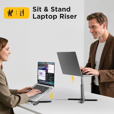 Підставка для ноутбука FoldWise X - алюмінієва, 360° обертання, складна, регульована висота та кут нахилу - стабільна та портативна підставка для ноутбука, MacBook та комп'ютера 11-18 дюймів, сіра