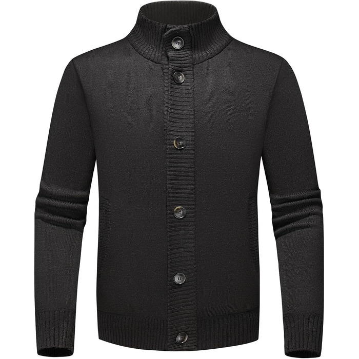 Чоловіча тепла куртка-трак з кишенями, однорядна, осінньо-зимова модель (Чорний, S)