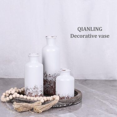 Набір керамічних ваз (3 шт.) сірого кольору для декору інтер'єру, сучасний, рустикальний стиль, для вітальні, кухні, полиці, спальні, ванної кімнати, каміна, столу, передпокою