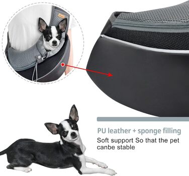 Сумка-кенгуру для собак і котів Cuby: чорна, S, з регульованим ременем, сітчаста, з застібкою-блискавкою та гачком