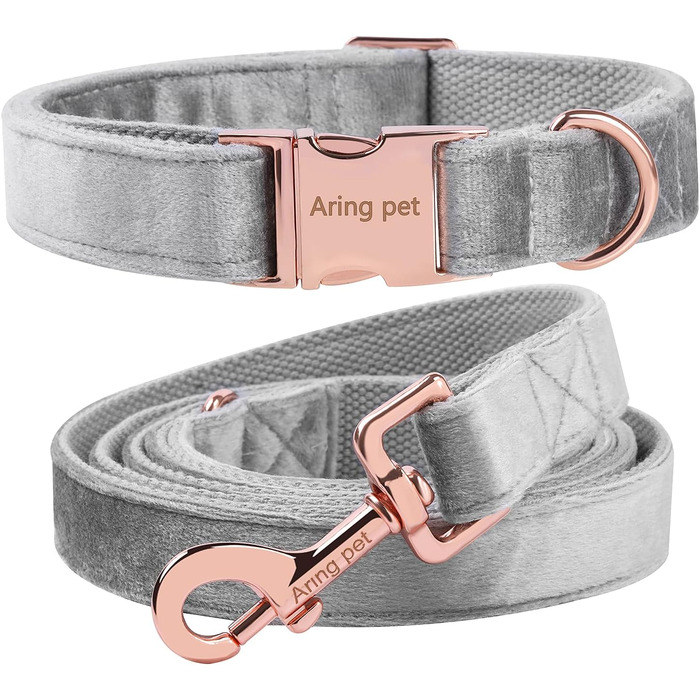 Набір повідка та нашийника для собак Aring PET, нашийник та повідок для собак, регульований набір повідків та нашийників для хлопчиків та дівчаток, темно-зелений (XS, сріблясто-сірий)