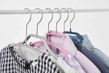 MAWA Clothes Hangers, Set of 10 high-quality, space-saving, non-slip clothes hangers, ideal for T-shirts and sweaters, with a 360° rotatable hook and non-slip coating, 46 cm, Black