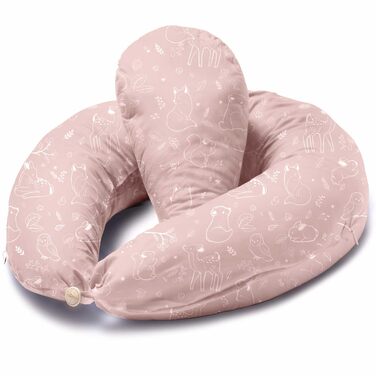 Подушка для вагітних та годування Niimo® XXL 2-в-1, подушка для сну на боці з підтримуючим клином, колір Dusty Pink Forest
