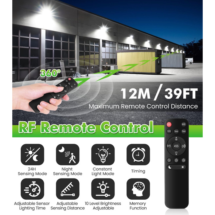 CLY 42W LED Floodlight with Motion Sensor and Remote Control, 3600LM 6500K Cool White Outdoor Floodlight with Adjustable 3 Heads LED Floodlight IP66 Waterproof Spotlight Floodlight for Garage Terrace