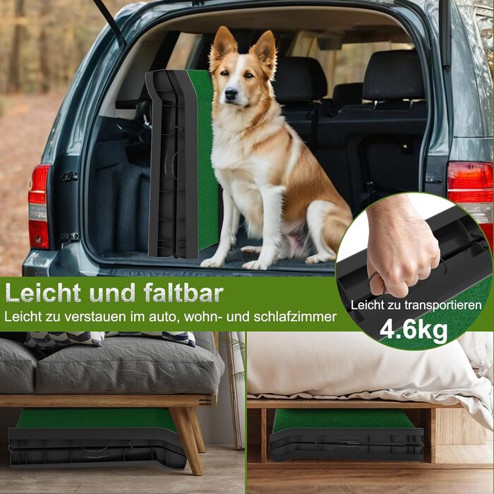 Рампа для собак UISEBRT, авторампа в багажник, 156 x 40 см, до 90 кг, зелена
