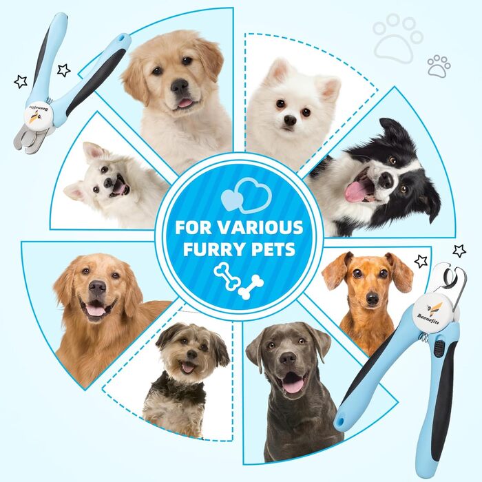 Кусачки для собак великих та середніх порід - професійні кусачки для догляду за нігтями з нержавіючою сталлю, ергономічна ручка TPE, захист від розлітання уламків